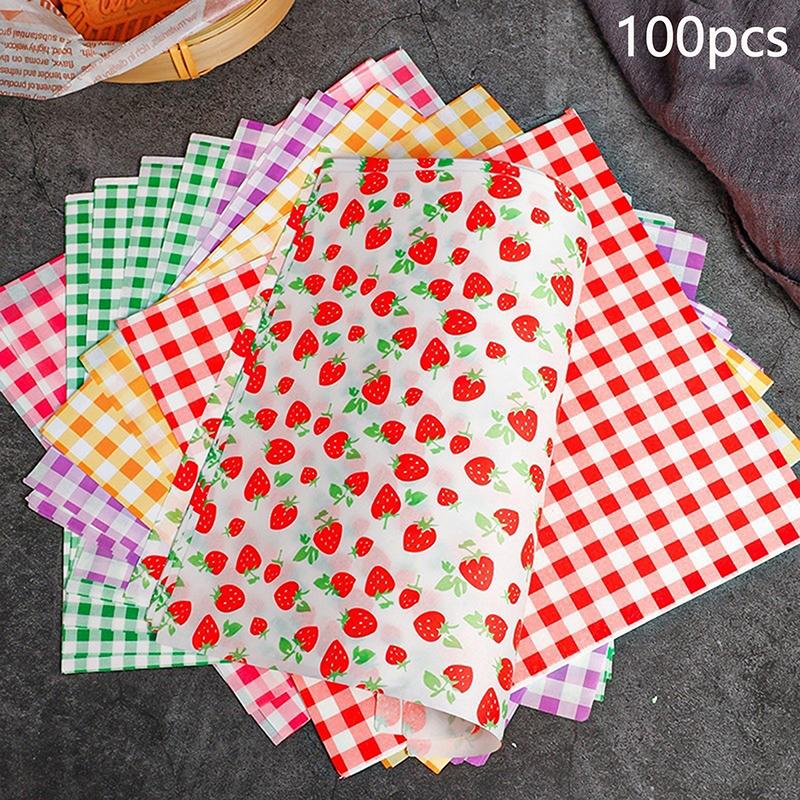 7 Colors Wax Paper Sheets For BBQ Picnic Festival Party Fast Food 100Pcs Greaseproof Paper Liners Sandwich Wrapping Paper
