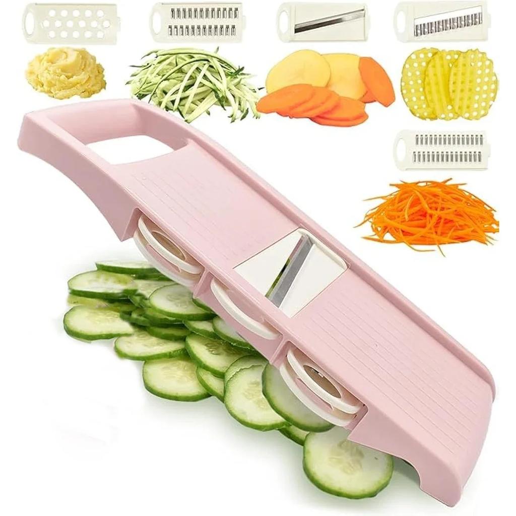 Goma de alambre para el hogar 5 en 1 Rebanadora para Cocina Cortador de Verduras Múltiples Cuchillas Patata Chips Vegetal Cortador de Verduras