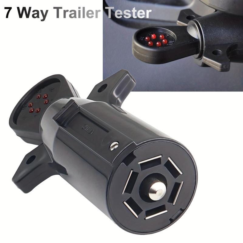 7-Way Blade Trailer Light Wiring Circuit Tester 7 Pin Round Electric Plug Test Vehicle Towing Brake Tail Turn Signal Test Tool