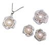 Elegant Freshwater Pearl Jewelry Set: Necklace, Pendant Earrings, and Ring
