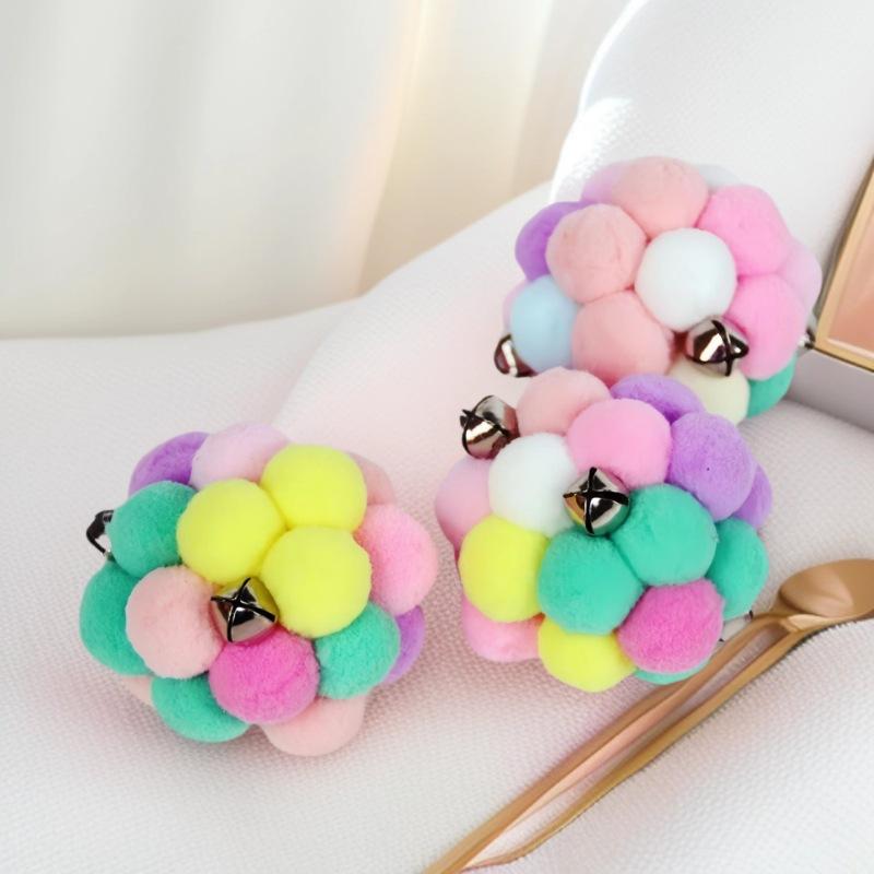 Plush Bell Ball Cat Toy To Relieve Boredom Since Hi Macaron Color Cat Toy Hairball Sound Interactive Cat Toy