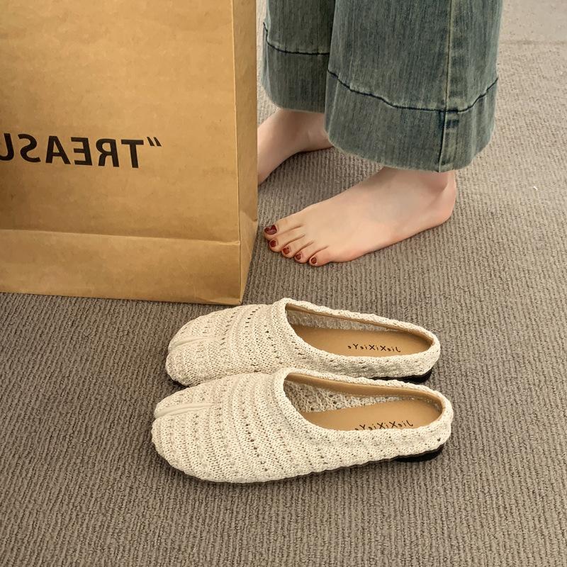 Niche Woven Pig's Trotters and Half Slippers for Women's Outer Wear 2025 New Models with Skirts and One Pedal Bag Head Slippers