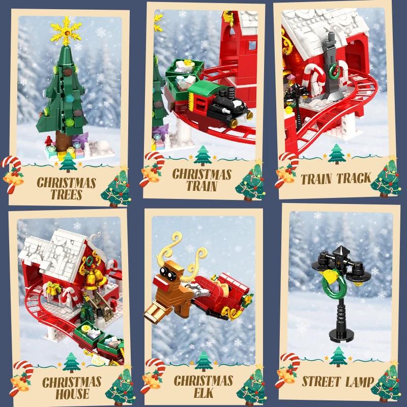Christmas Building Blocks Set 964 Pieces Mini Train Track Coaster Micro Brick Assembly Toys for Adults Boys Girls Children Gifts