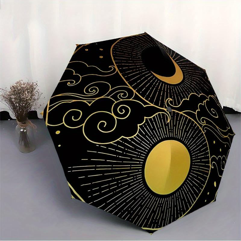 1pc Sun Moon Yin Yang Automatic Open/Close Umbrella, Portable Folding umbrella for Everyday Use yy250826043