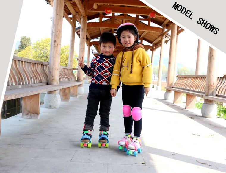Children's Double-Row Four-Wheel Roller Skates with Protective Gear