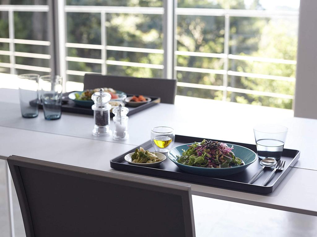 Yamazaki Jitsugyo Tray Black W40XD30XH2cm Tower Tower Tray Square Placemat Simple 4295 Approx.