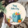 2D Flat, 1pc Round Aluminum Hanging Sign - "Happy Father's Day" Cute Bunny & Easter Egg Gift Bag Metal Wall Art, Sweet Pumpkin & Star Design, Perfect