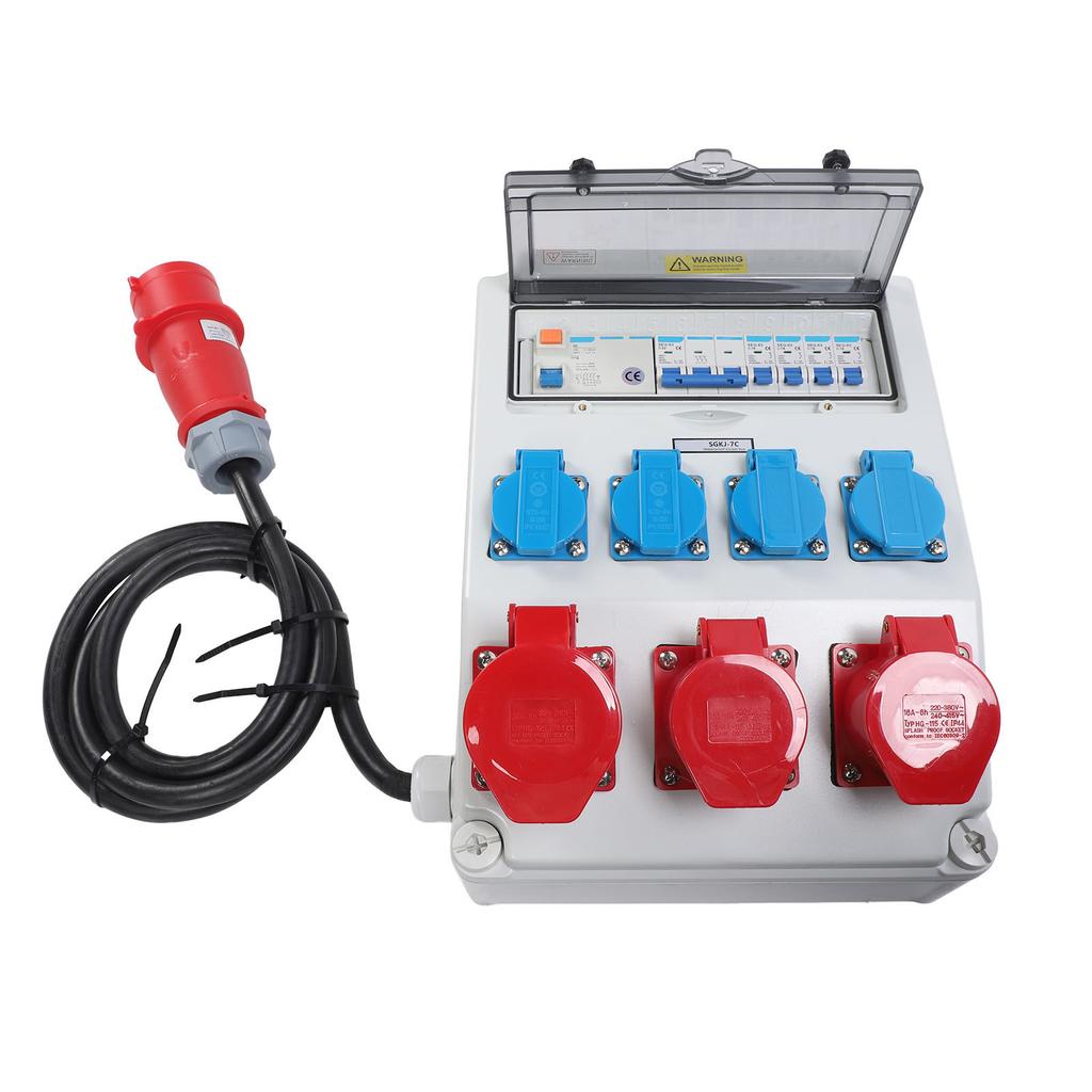 Power Distribution Box with 4Pcs  16A  Socket 3Pcs 5pin Industrial Socket AC 220‑380V 240‑415V
