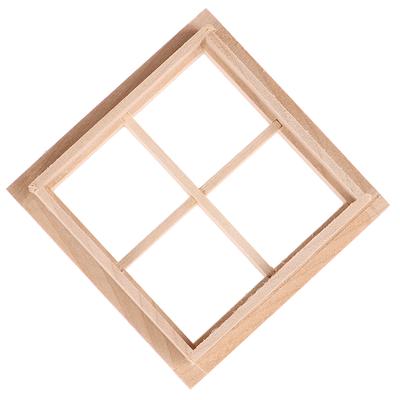 Wooden Traditional 4-Pane Window Frame 1:12 Scale Dollhouse Diy Accessory