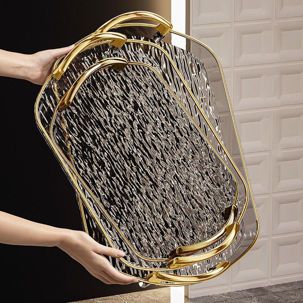 Food Platter Clear Plastic Serving Tray With Handles Versatile Dining Tea Serving Platter For Home Restaurant Cafe Decorate Tray