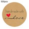 500Pcs Cartoon Handmade with Love Round Baking Sticker Self-adhesive Label Decor
