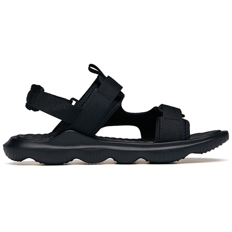Anta Lifestyle Series Leather Fabric Beach Sandals Men Sandals Black 112238505-1