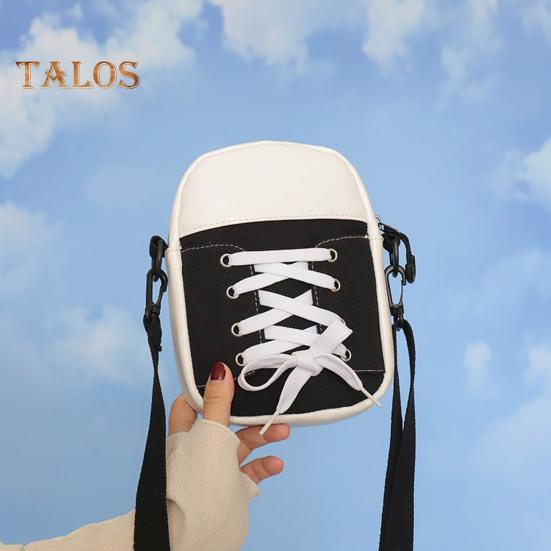 Women Canvas Crossbody Bag Casual Small Shoulder Bag Canvas Shoe Design Crossbody Purse for Daily Life Travel Commuting