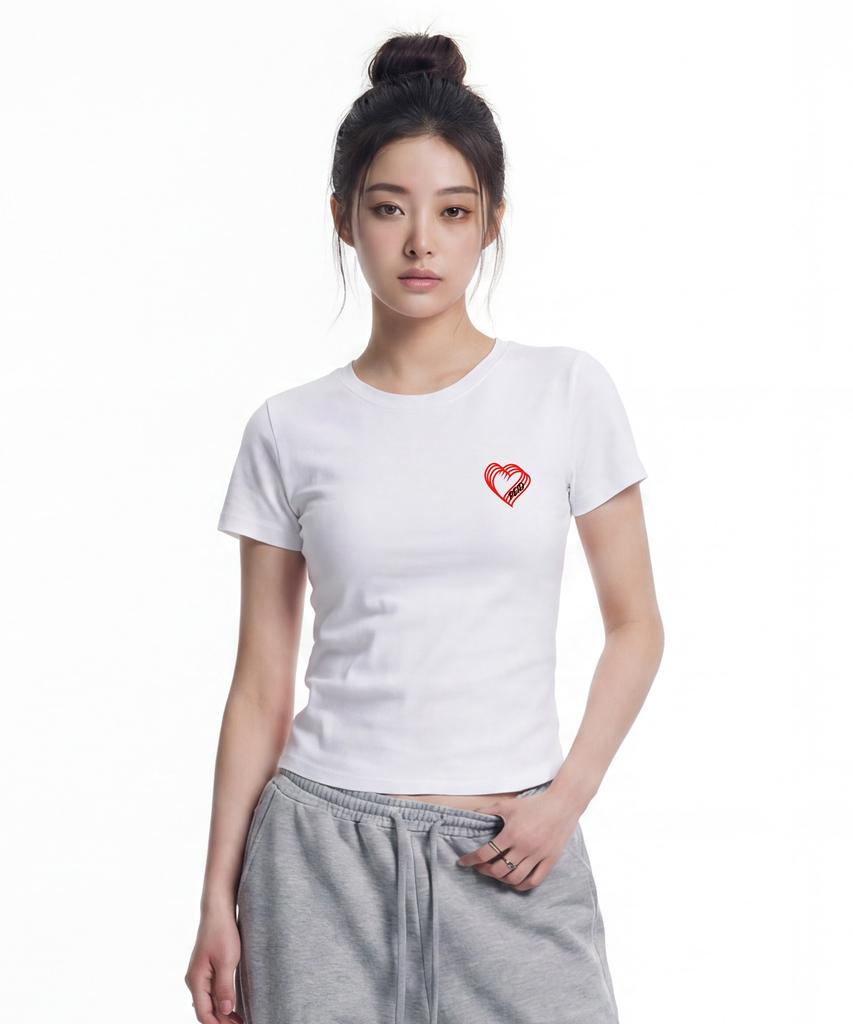 Peideu Pd Small Heart Slim Fit Short Sleeve T-Shirt White
