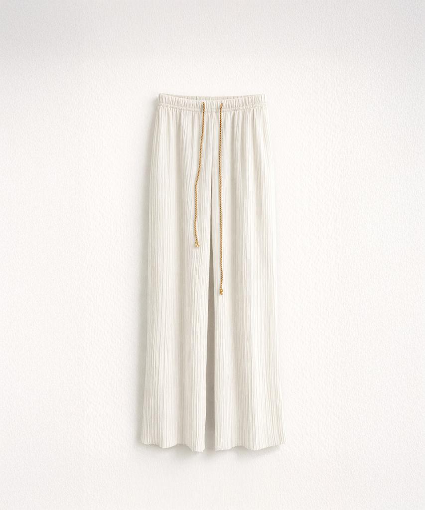 320SHOWROOM Contrast Drawstring Pleated Pants Ivory