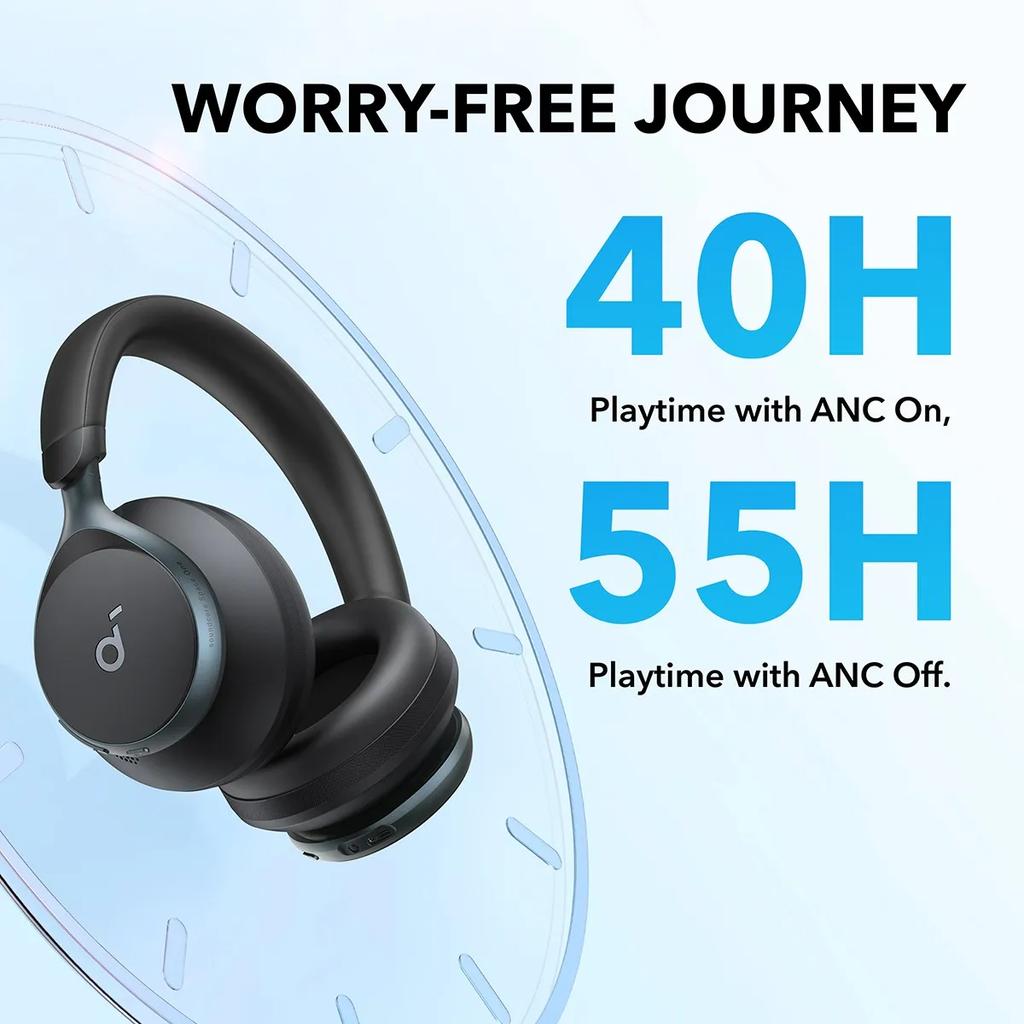 Soundcore by Anker, Space One, Active Noise Cancelling Headphones, 2X Stronger Voice Reduction, 40H ANC Playtime, App Control