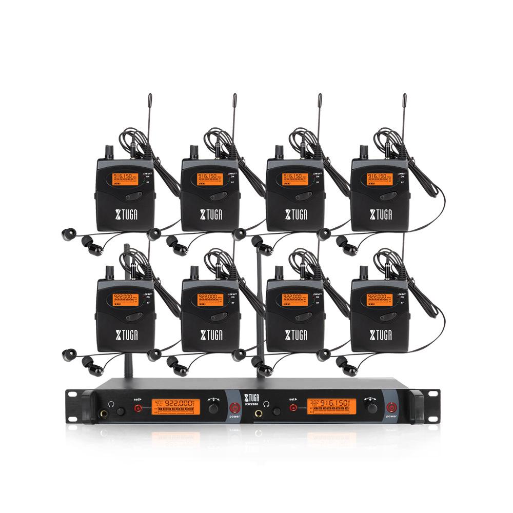 XTUGA RW2080 UHF Dual-Channel Wireless In-Ear Monitor System with Rackmount 2U Transmitter for Stage and Recording