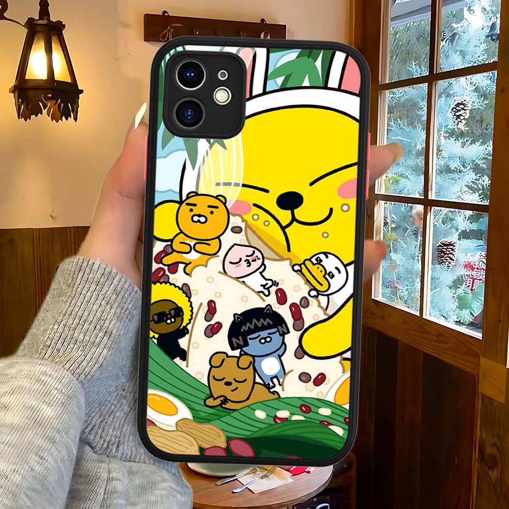 Cartoon K-KAKAO CUTE F-FRIENDS For IPhone 11 12 13 14 15 16 Pro Max Plus X XS MAX Shockproof Matte Back Cover