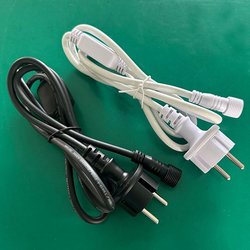 European Plug 1.5m Black/White Power Cord with CE Certification for LED Lighting