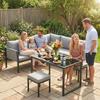 Garden Lounge Set, Outdoor Corner Sofa, 6 Pieces, 10 cm Cushions, High Table, 2 Footrests, Grey
