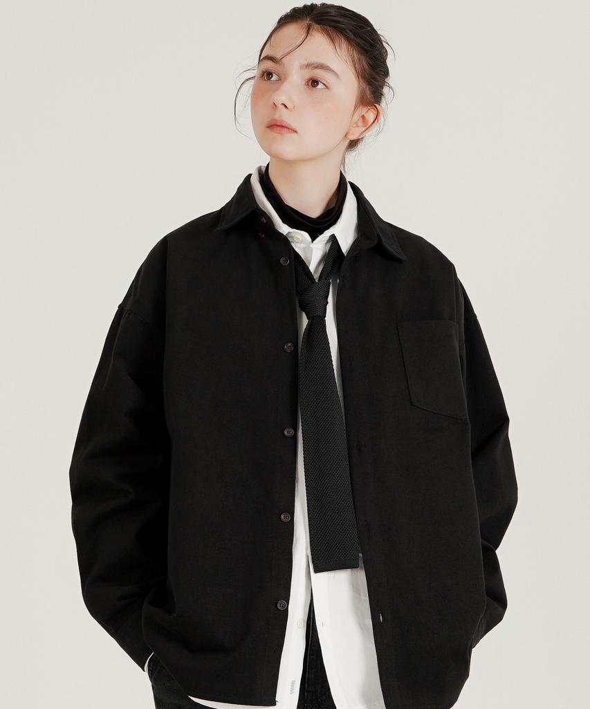 WV PROJECT Duff Oversized Peach Cotton Shirt Black Mjls7774