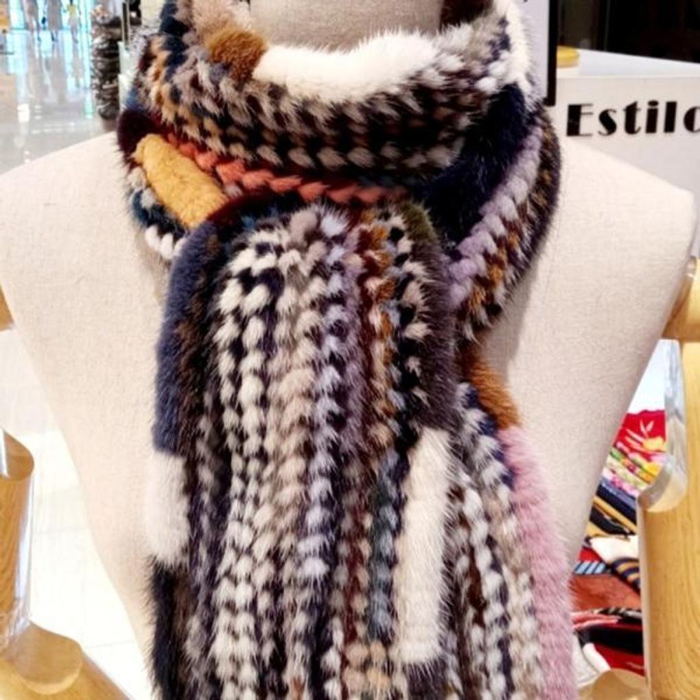 Shirring Skin Multi Mink Muffler E20F1FF107