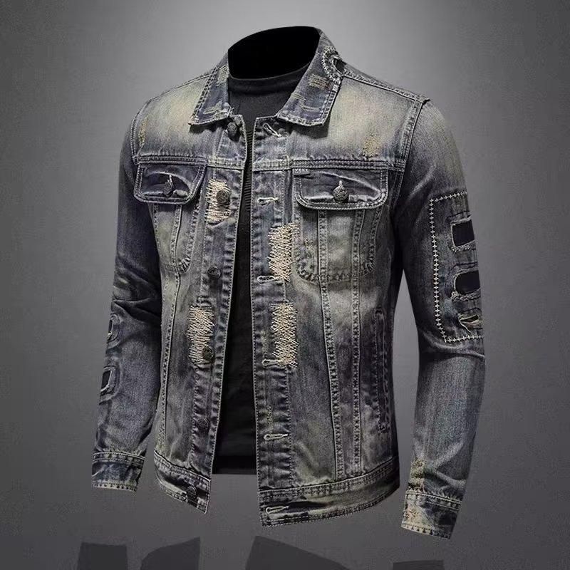 Retro Denim Jacket Men's Trendy Brand Korean Version Slim Jacket