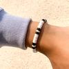 Bohemian Style Versatile Black and White Patchwork Soft Clay Bracelet Simple Geometric Men's Bracelet