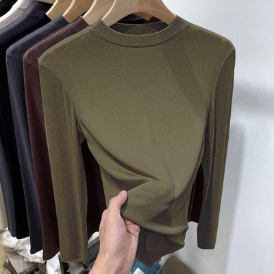 German Velvet Stand-up Collar Long-sleeved Bottoming Shirt Autumn and Winter New Warm Solid Color Thin Versatile Slim-fitting T-shirt