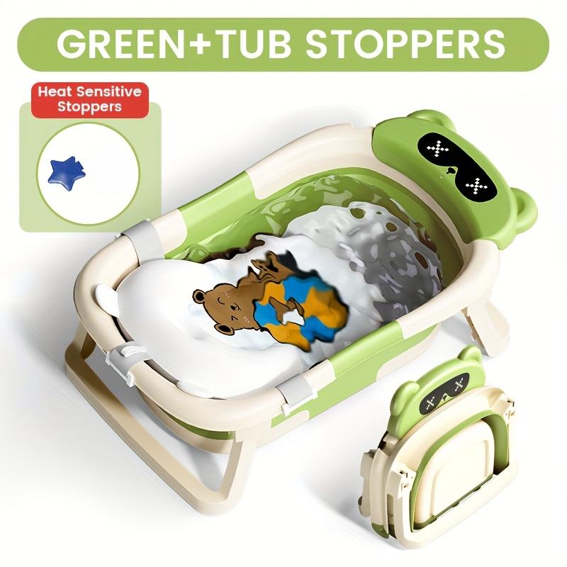 

Складная детская ванночка - Портативная детская ванночка для путешествий, Нескользящая и прочная, Плавающий матрасик, Идеальный детский товар для новорожденных и малышей зелёный