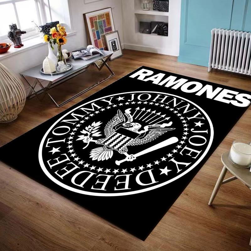 RAMONES Logo and Seal Design Rug Non-slip rug suitable for living room and bedroom sofas