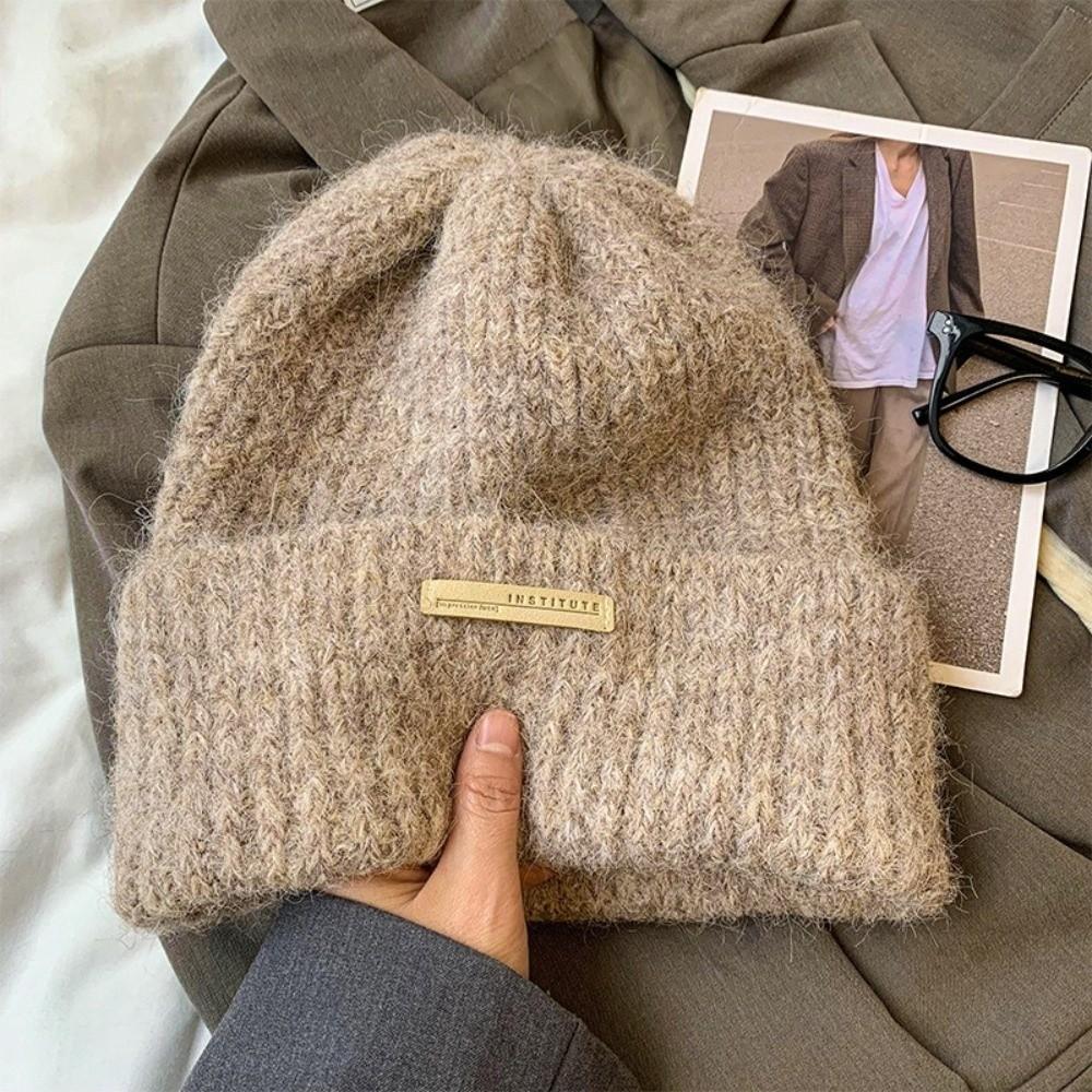 All-match Knitted Pullover Hat Korean Style Brimless Beanie Cap Streetwear Plush Woolen Hat  Girls