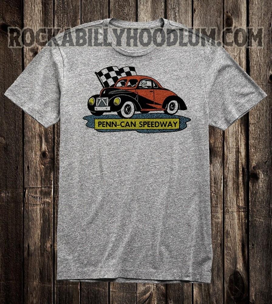 

Retro Hot Rod Tee T Shirt Drag Race Racing Penn Can Speedway PA L