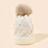 Cute with Diamond Knitted Hat Thick Flannel Warm Large Woolen Ball Cold Hat Folded Edge Solid Color Women's Hat Winter
