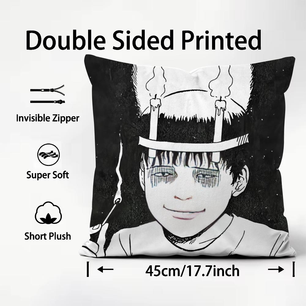 Classic Manga Artist Junji Ito Cushion Cover Soft & Easy-Wash Pillow Case – Versatile For Couch, Bed, Travel And Office