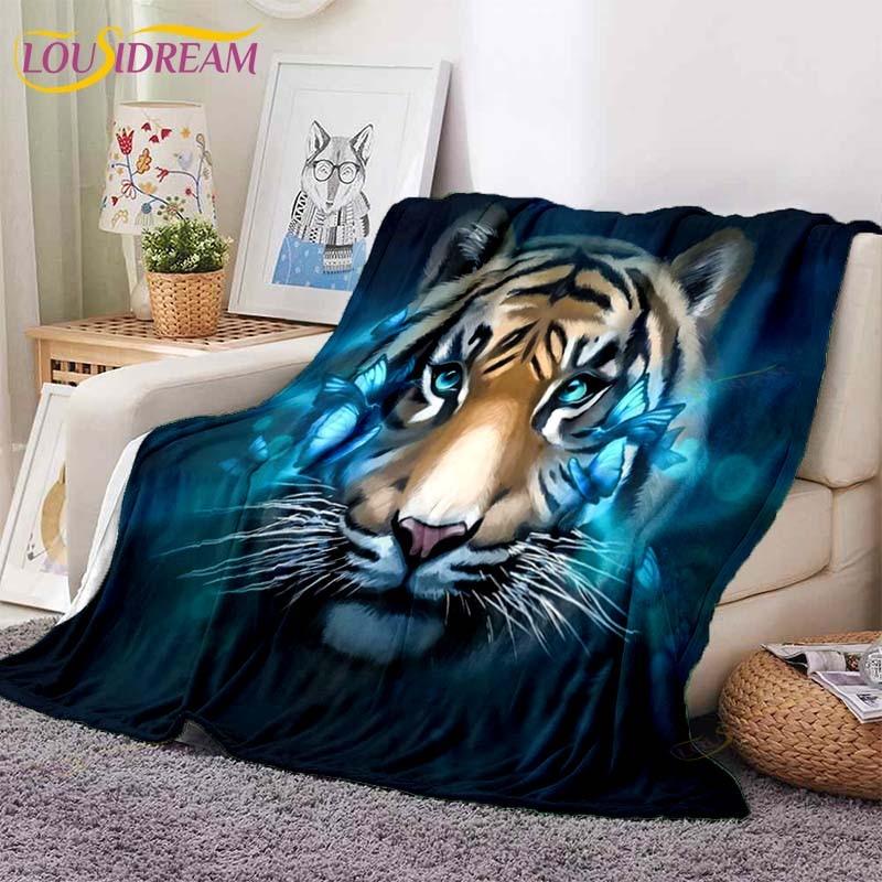

3D одеяло с тигром, супер мягкое на весну и осень, современное линейное художественное одеяло из шерпа, покрывало для путешествий, Прямая поставка 150x200cm