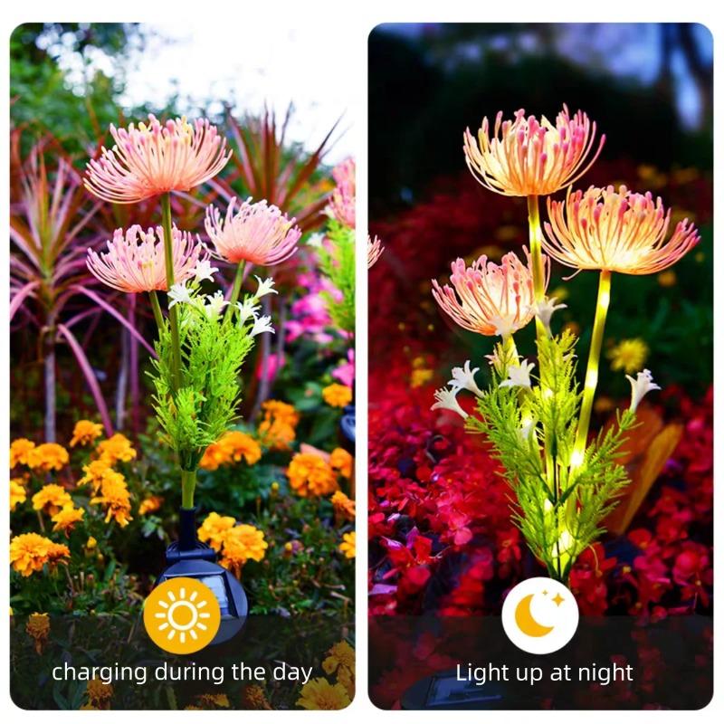 Solar Powered Shore Flower Ground Plug in Lamp Outdoor Waterproof Beautiful Flower Light for Garden Yard Lawn Pathway Decory