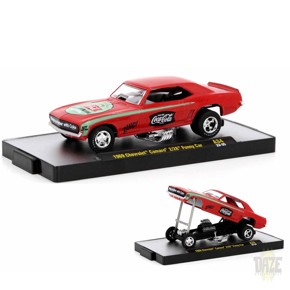 M2 MACHINES Scale Assortment A34 Chevrolet Camaro Funny 164 Coca-Cola "1969 Z/28 Car" 52500-A34-03