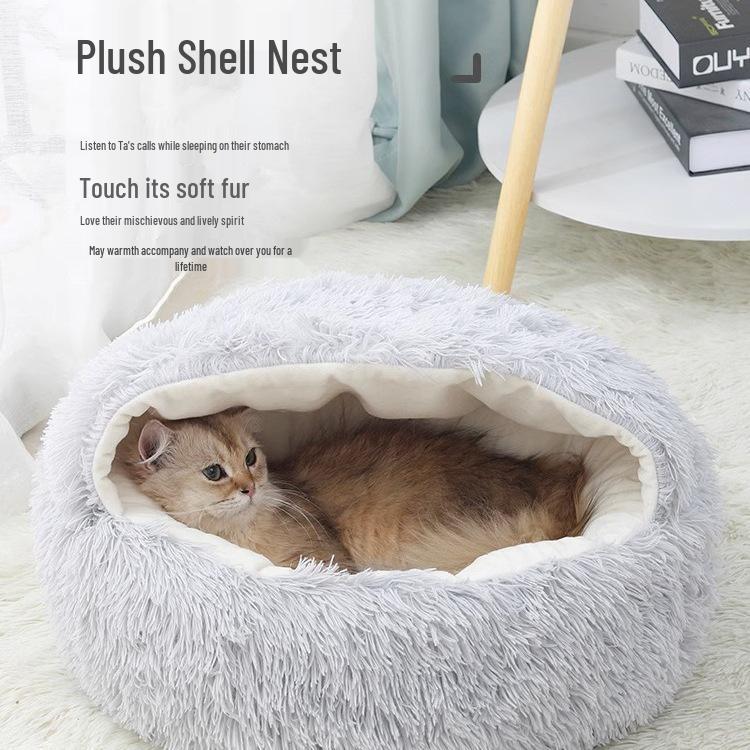 Universal Cat House & Bed: All-Season Enclosed Pet Bed for Cats & Dogs, Cozy Winter Warmth