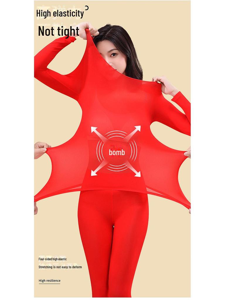 Women's Moisturizing Hyaluronic Acid Thermal Suit: Long-Sleeved Top & Pants for Autumn