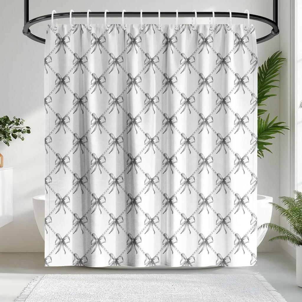 Zwarte strijkplank douchegordijn, preppy stijl badkamer decoratie douchegordijn, comfortabele moderne badkamer decoratie, waterdicht polyester