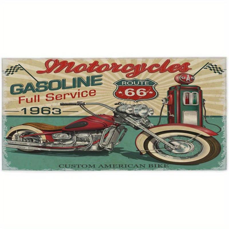 

Beach Towel Vintage Route 66 Motorcycle Pattern Sun Protection Windproof Suitable for Swimming Pool Camping Travel Blanket W40*H60(CM)