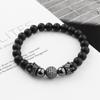 Micro-inlaid Copper Bead Crown Zirconia Bracelet with Frosted Prayer Beads
