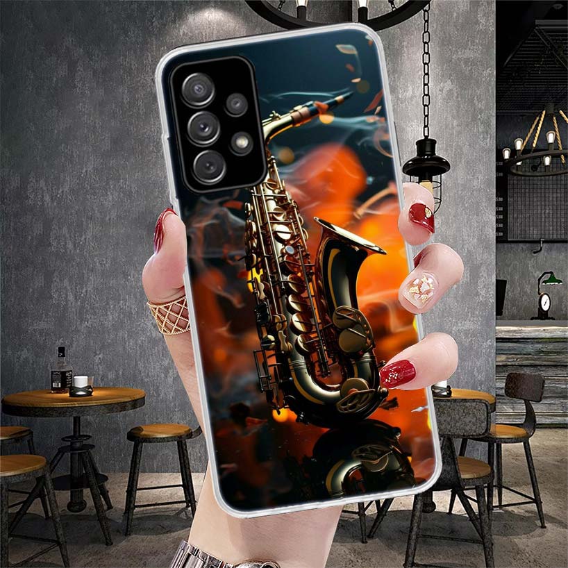 Music Saxophone Instrument Phone Case For Samsung Galaxy A13 A14 A15 A16 A17 A53 A54 A55 A56 A57 A33 A34 A35 A36 A37 A23 A24 A25