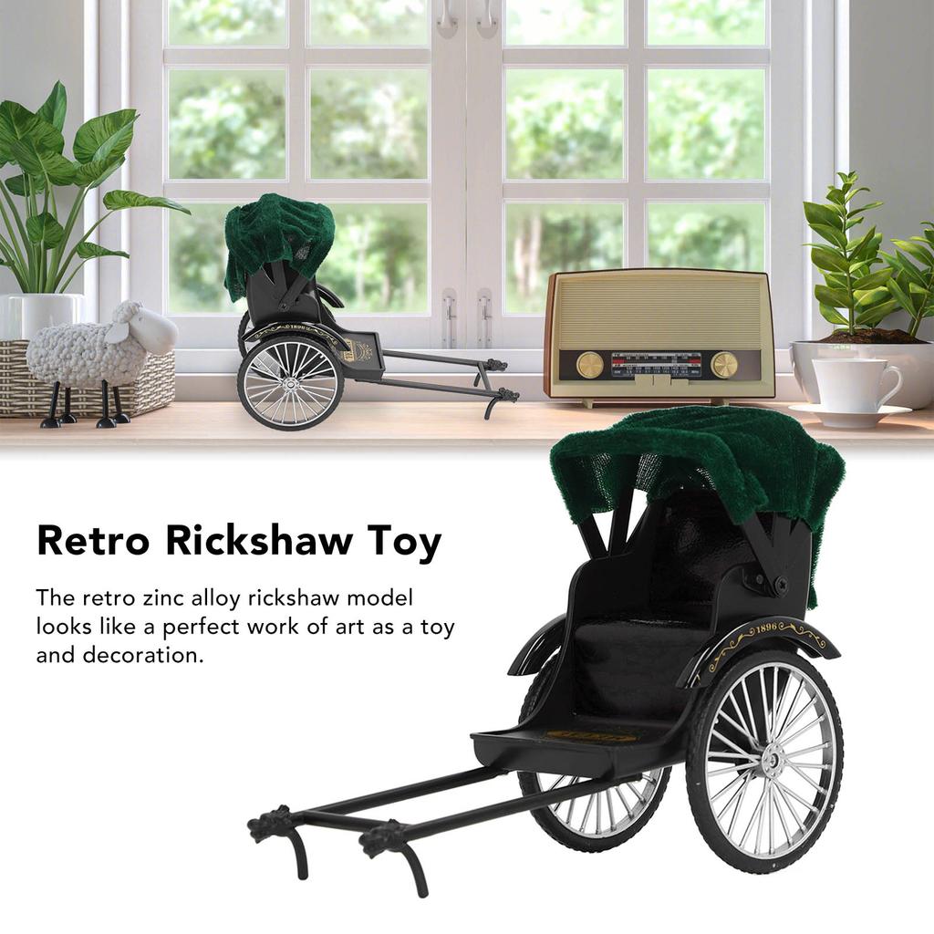 Simulation Rickshaw Model Toy Alloy Delicate Details Exquisite Workmanship Jinrikisha Decoration for Home Decoration