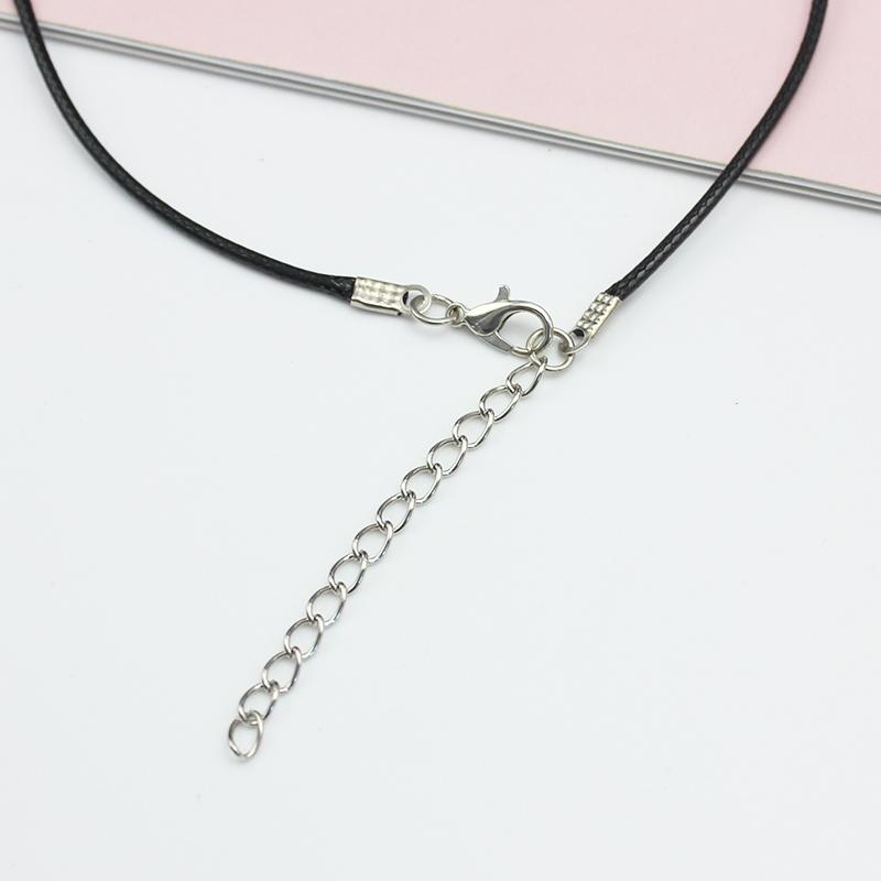 Transparent Large Ice Cube Pendant Necklace for Women 45+5cm PU Leather Wax Line Clavicle Collar Jewelry Gift