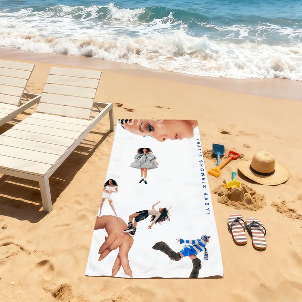 Singer Music Art Showbiz Theme Beach Towel Soft Quick Dry Bath Towel for Gift Travel Gym Spa Camping Sport Microfiber Blanket