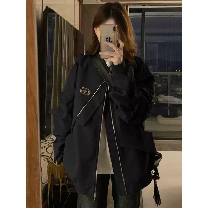 Fashionable Winter Jacket for Women Loose Baseball Style Work Jacket with Cotton Padding