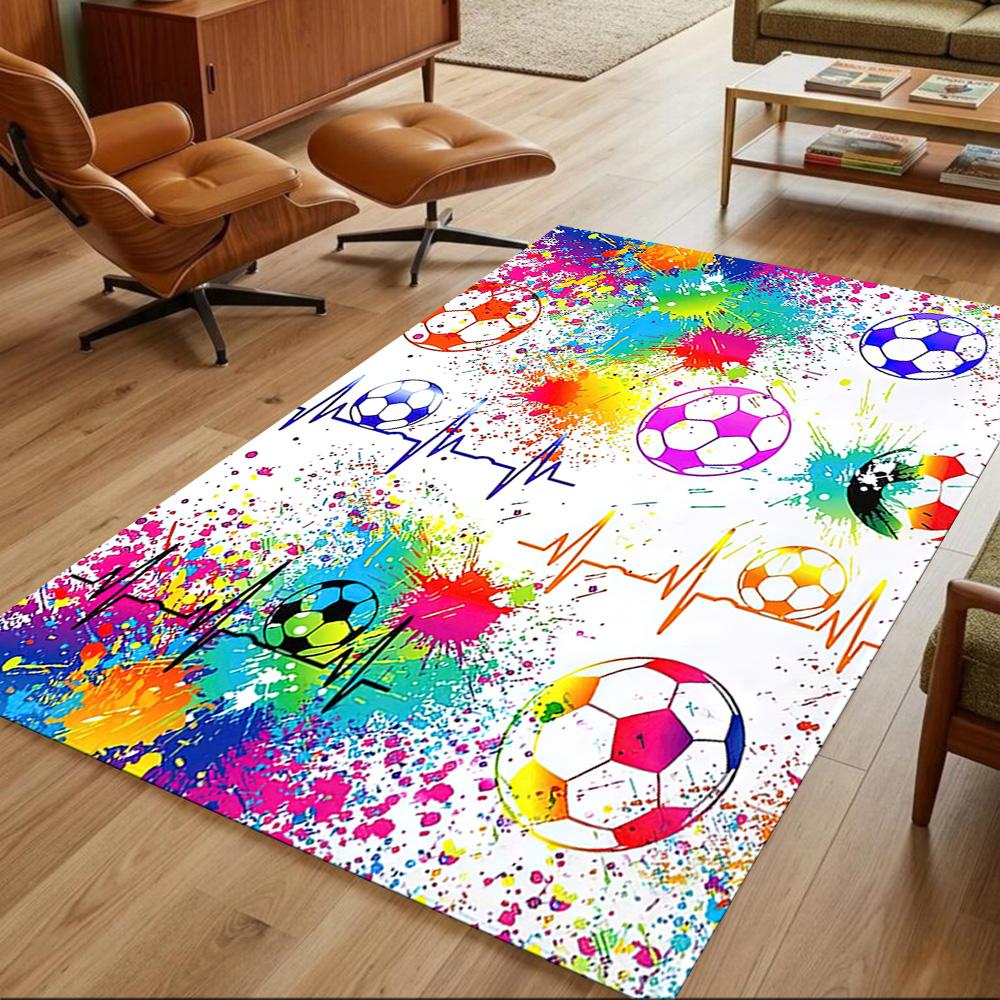 Soccer Pulse Art Splash Non-Slip Home Carpet Design for Office Decor Living Room Bedroom Gift