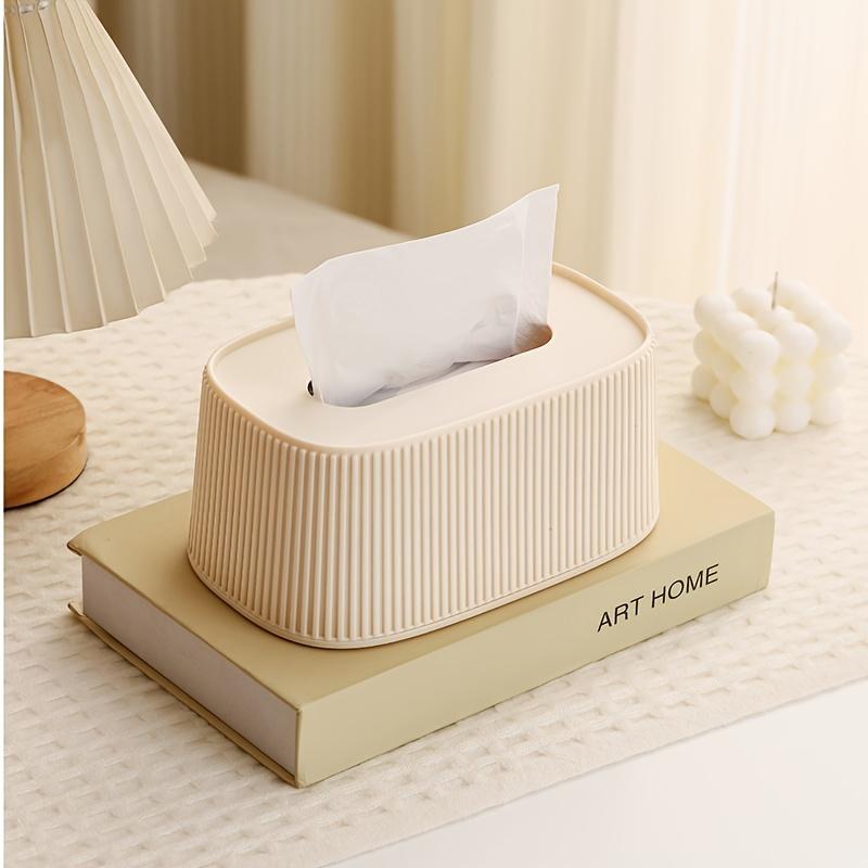 Auto Lift Spring Tissue Dispenser, Lovely Cream Box Cover with Wooden Lid, Perfect for Bathroom, Bedroom & Living Room Use